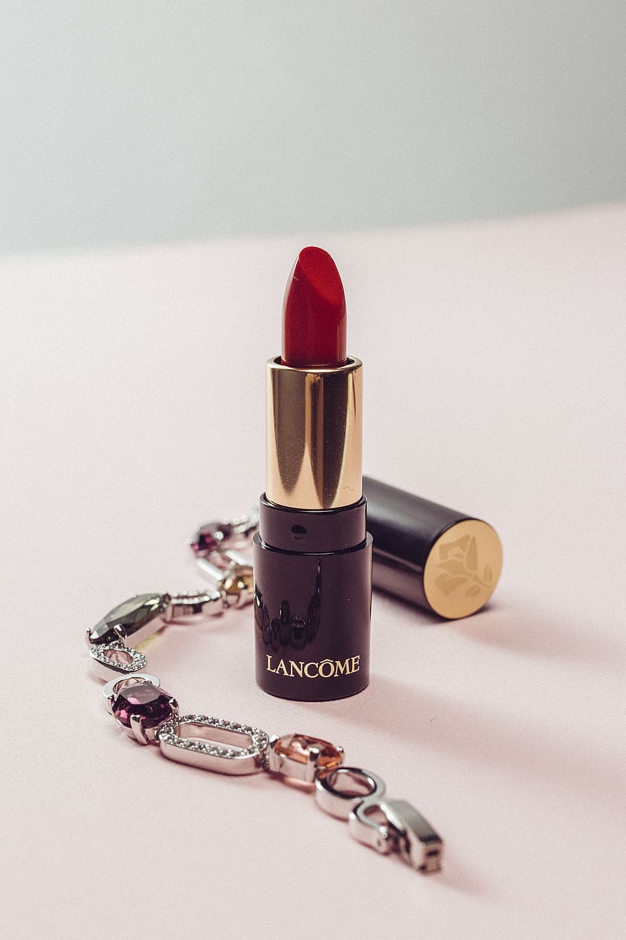 red Lancome lipstick, cosmetics, jewellery, makeup, jewels, product HD wallpaper
