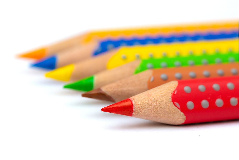 pencils, colored pencils, school, education, creativity, office, HD wallpaper