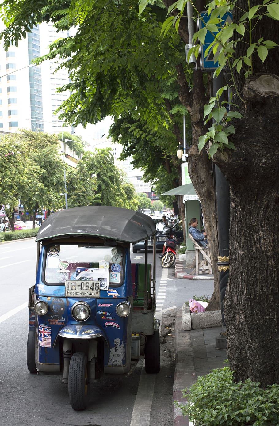 thailand, bangkok, sathon, tuktuk, motor-tricycle, tree, mode of transportation, HD wallpaper