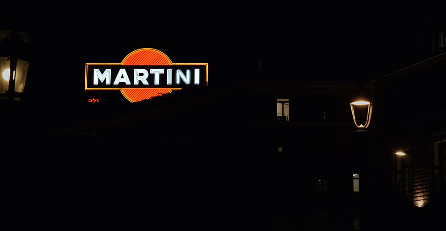 rome, italy, light, martini, neon, sign, night, illuminated HD wallpaper