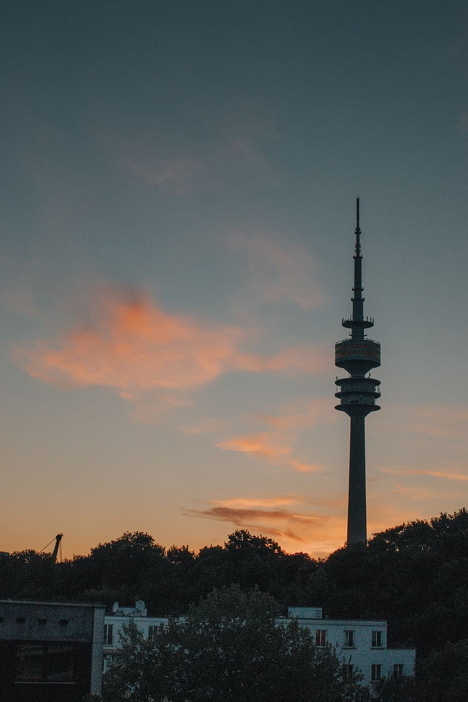 Silhouette Photo of Tower Near Forest, architecture, building HD wallpaper