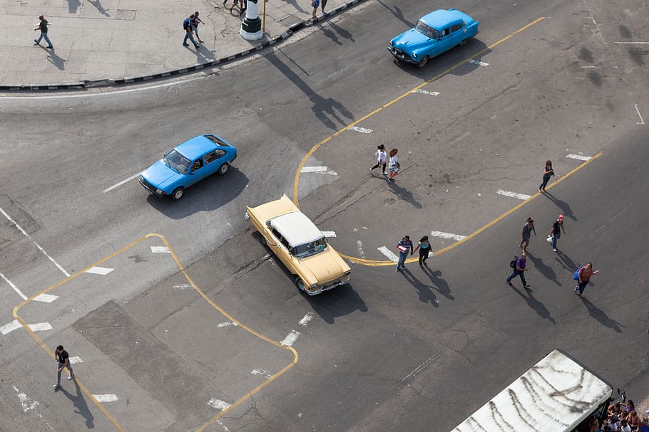 cuba, havana, high angle view, transportation, street, city HD wallpaper
