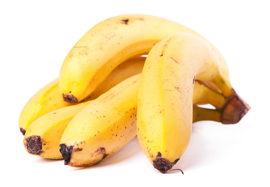 banana, fruit, white, background, ripe, yellow, fresh, food, HD wallpaper