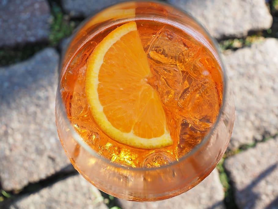 aperol spritz, glass, drink, alcohol, cocktail, refreshment, HD wallpaper