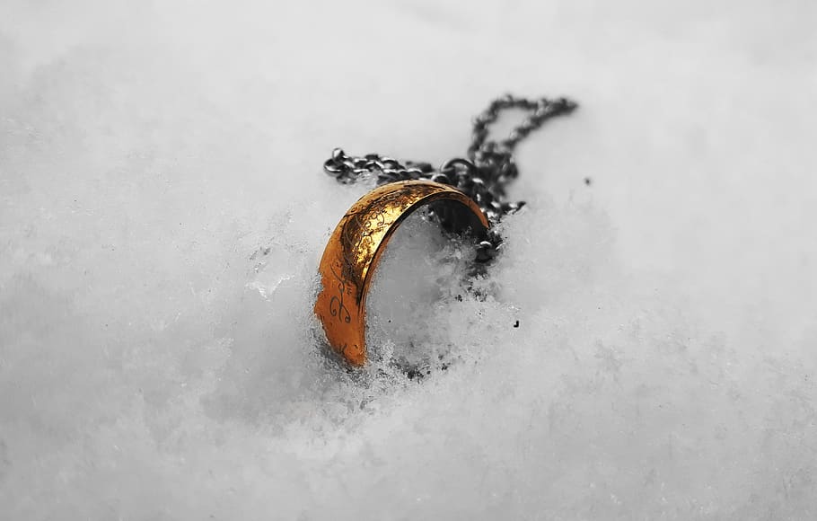 ring, snow, chain, winter, cold, frost, gold, no people, cold temperature HD wallpaper