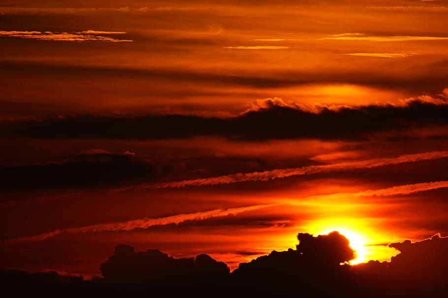 Silhouette Photo of Clouds, dark, dark clouds, dawn, heaven, nature HD wallpaper