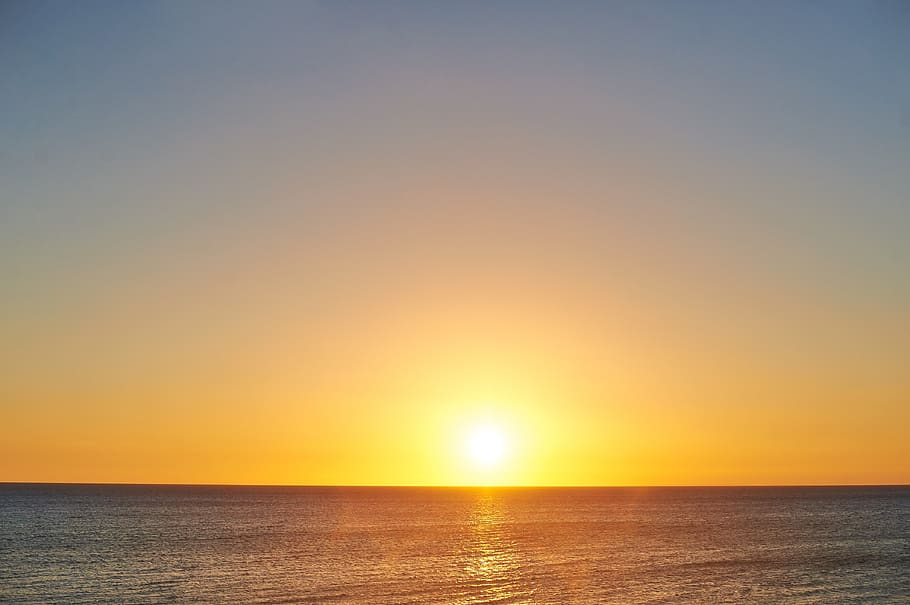 ocean, sunset, sunrise, water, sea, beach, evening, sky, summer HD wallpaper