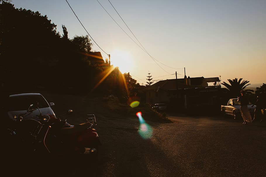 sundown, sunlight, greece, sky, transportation, sunset, motor vehicle HD wallpaper