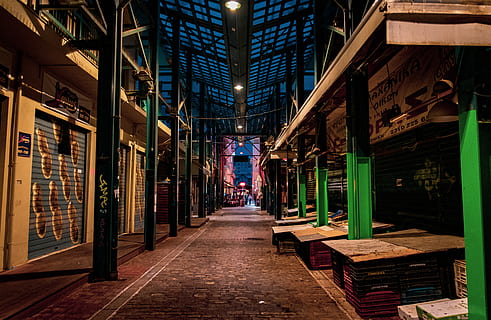 empty hallway, urban, city, road, street, building, town, corridor HD wallpaper