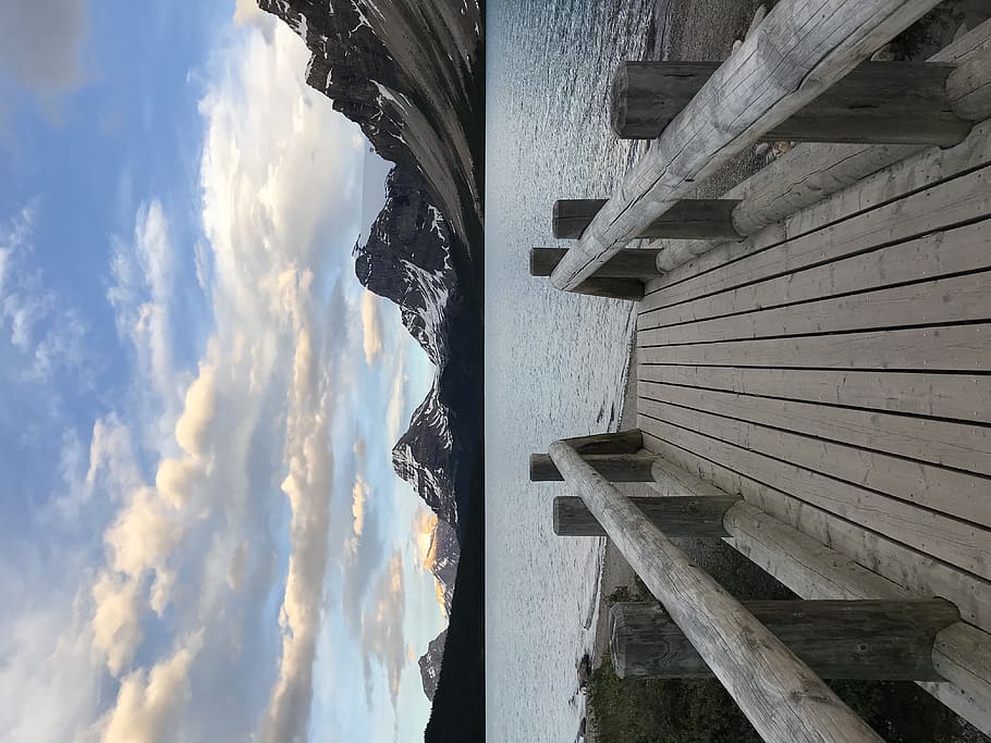 brown dock under white sky, cloud - sky, built structure, architecture HD wallpaper