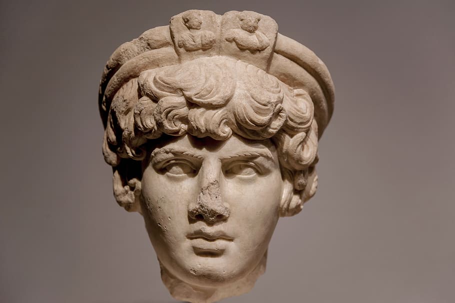 statue, stone, young, boy, head, face, emperor, hadrian, favourite