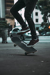 Person Kickflipping , action, active, activity, fun, leisure HD wallpaper