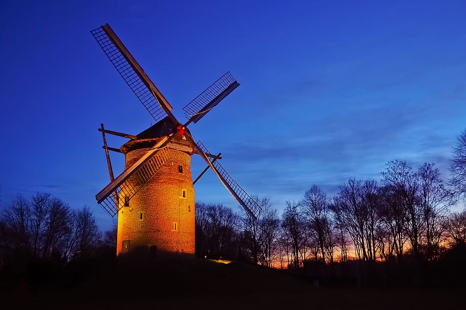mill, tower windmill, historically, architecture, sky, landmark, HD wallpaper