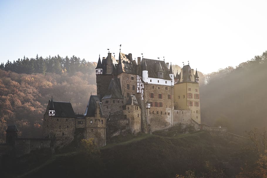 brown and black castle, architecture, building, fort, steeple HD wallpaper