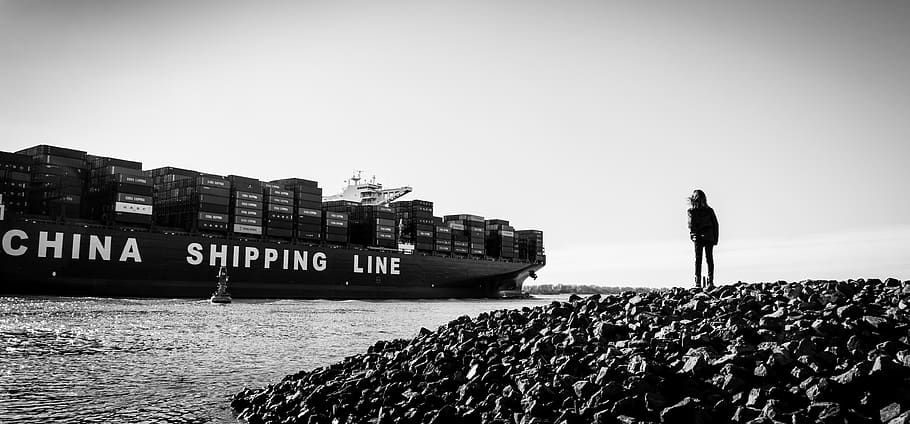 shipping container, transportation, water, nautical vessel HD wallpaper