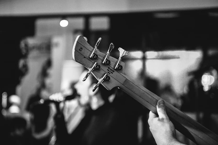 white, black, black and white, live, stage, concert, bokeh