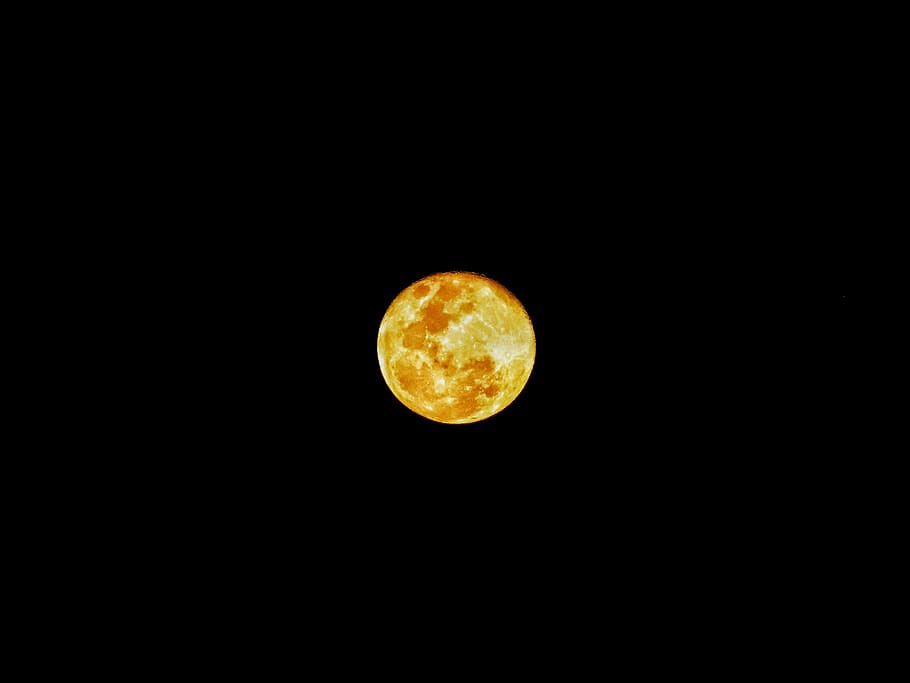 golden moon, astronomy, universe, space, outdoors, night, outer space, HD wallpaper