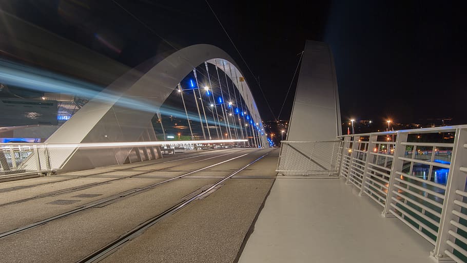 white bridge, road, building, architecture, way, arched, confluence HD wallpaper