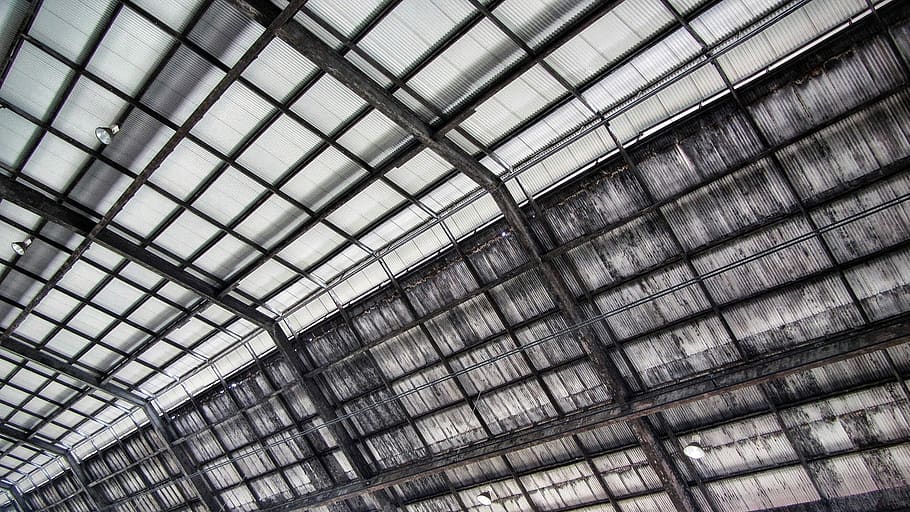 lines, bw, black, white, industrial, scaffolding, perspective HD wallpaper
