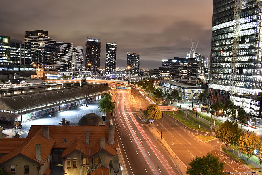 melbourne, night, lights, australia, urban, buildings, victoria HD wallpaper