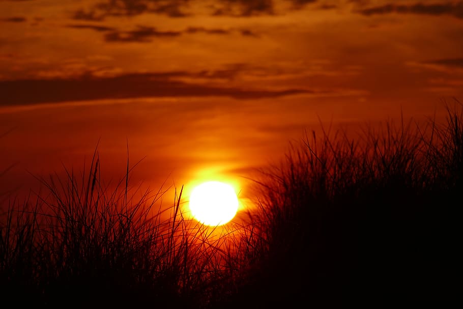 dramatic, sunset, dune, sea, scenic, abendstimmung, sky, cloud - sky HD wallpaper