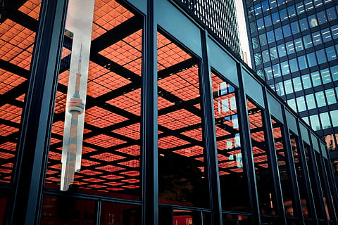 office building, architecture, lighting, toronto, canada, convention center HD wallpaper
