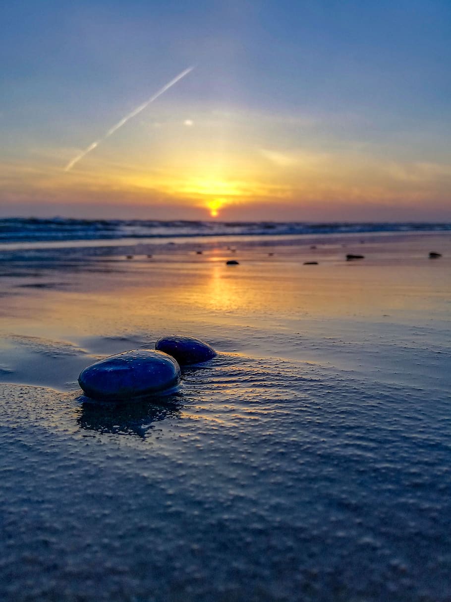 denmark, beach, water, sunset, north sea, coast, summer, nature HD wallpaper