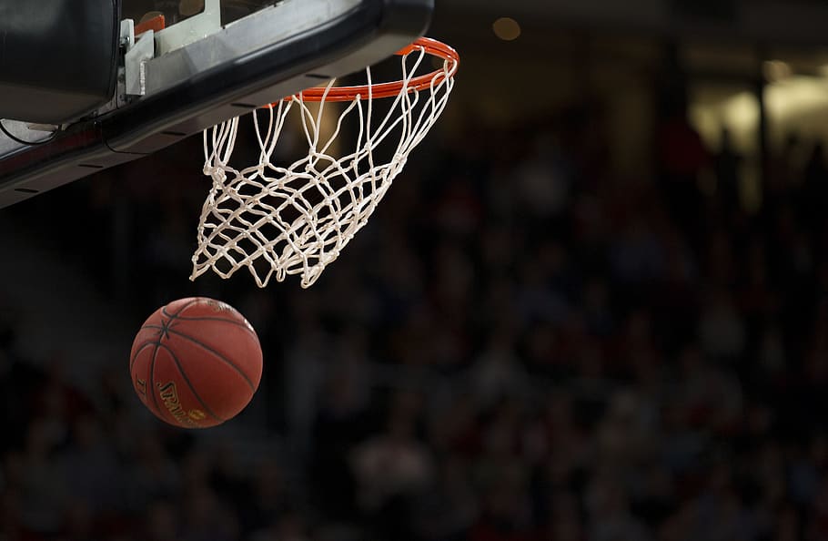 ball under basketball ring, basketball - sport, basketball - ball, HD wallpaper