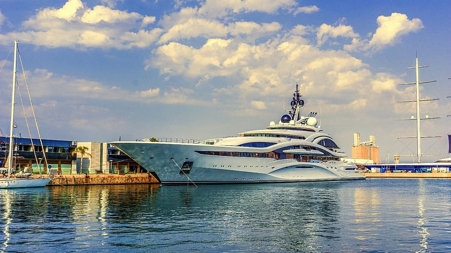 boat, yacht, marina, port, ship, nautical, luxurious, sea, ocean, HD wallpaper
