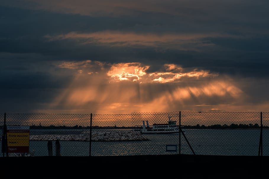 sunset, stormy, sky, nature, landscape, clouds, evening, slurry HD wallpaper