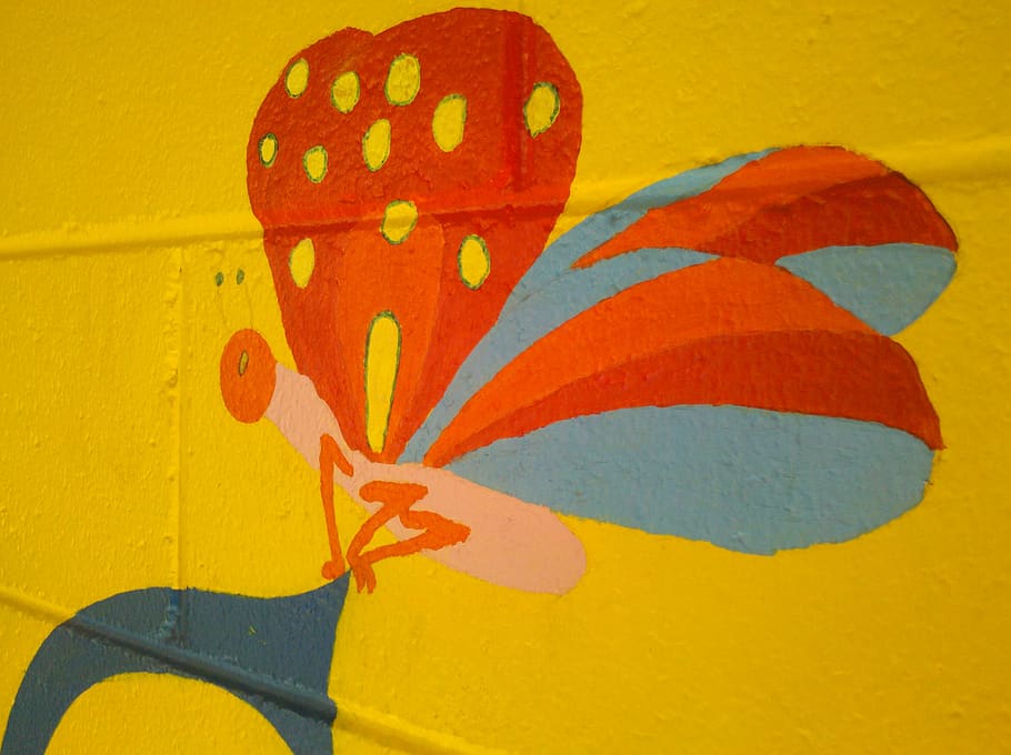 australia, brookfield, butterfly painting, wall, wall art, painted wall, HD wallpaper