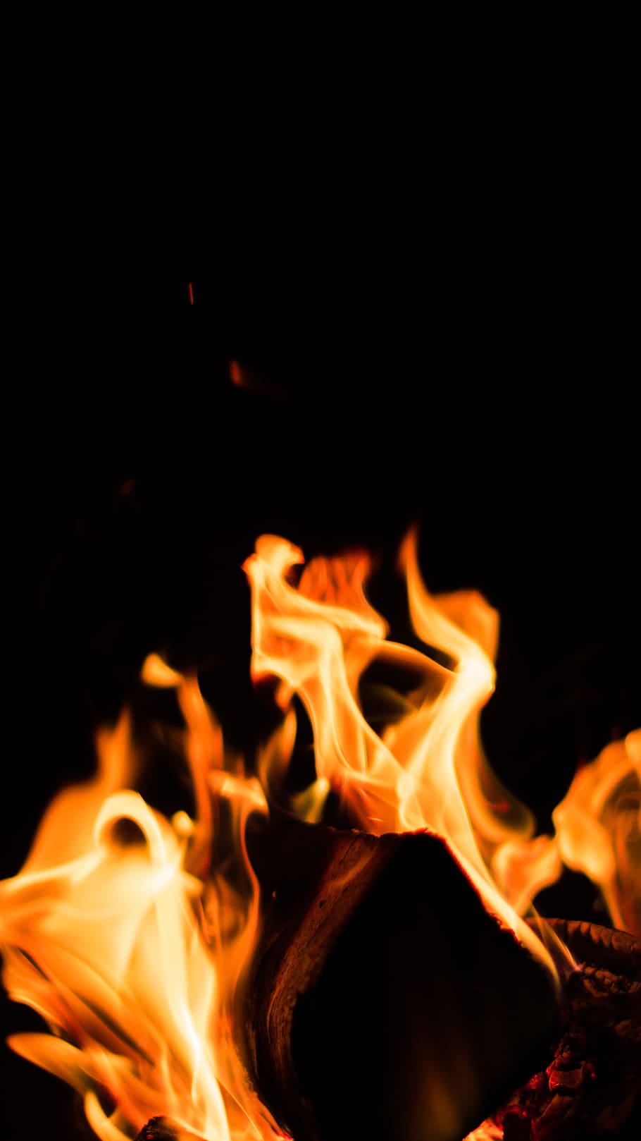 fire, flame, bonfire, schweiz, chur, red, orange, dark, sparks, HD wallpaper