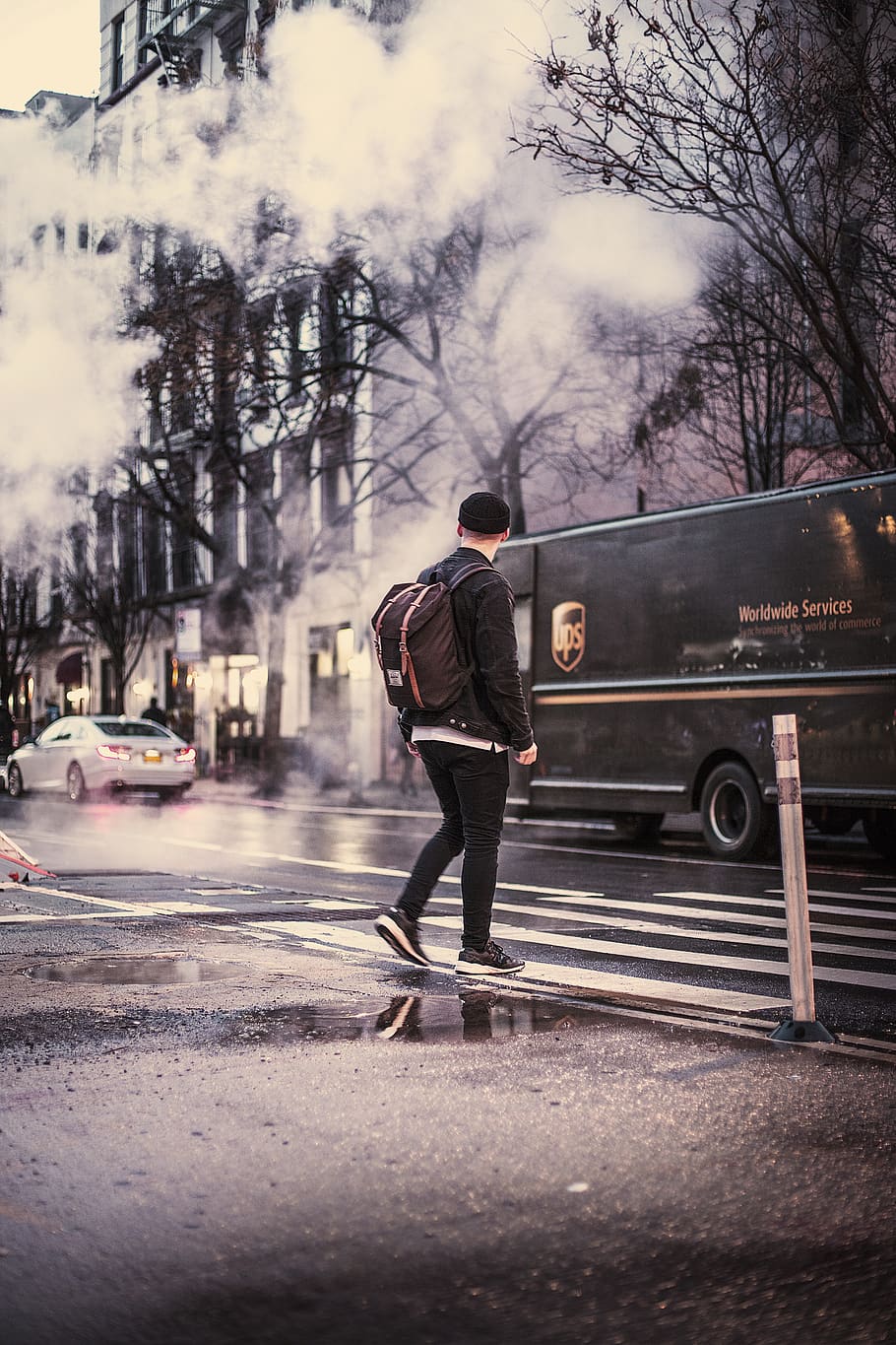 man crossing road, apparel, footwear, shoe, clothing, person HD wallpaper