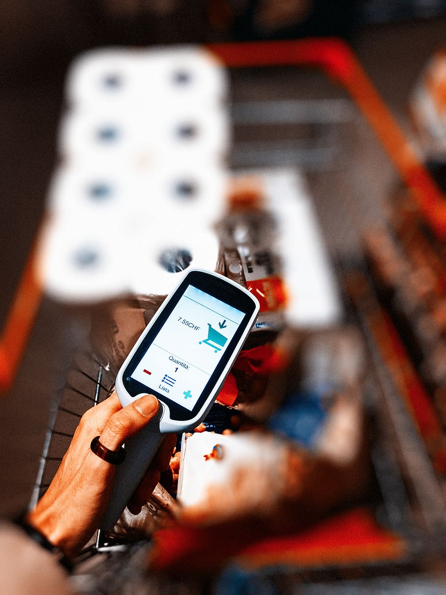 Person Holding Digital Cordless Device, blur, cart, commerce HD wallpaper