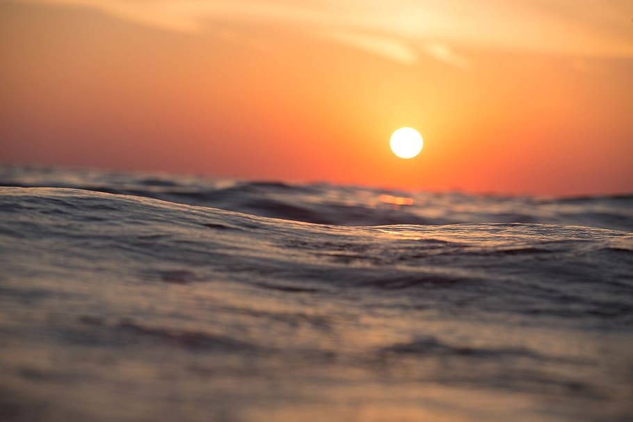 Sunset Scenery, beach, beachlife, clouds, dawn, ocean, reflection HD wallpaper
