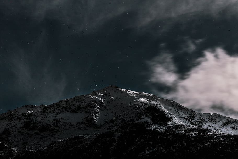 gray mountain, sky, snow, scenics - nature, beauty in nature HD wallpaper