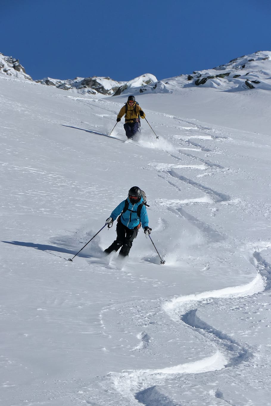 ski, snow, winter, deep snow, departure, backcountry skiiing HD wallpaper