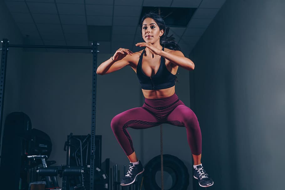 Woman Jumping Workout Photo, Fitness, Women, Sports, Gym, Exercise