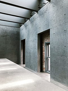 closed gray windowpane, interior design, architecture, concrete HD wallpaper