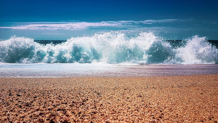 golf, beach, sea, ocean, coast, branding, foam, waves, nature HD wallpaper
