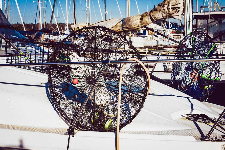 crab traps, vessel, sailing, leisure, hobby, mode of transportation HD wallpaper