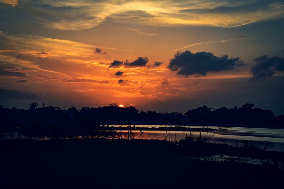 nature, sky, dramatic, clouds, sunset, evening, weather, cloud - sky HD wallpaper