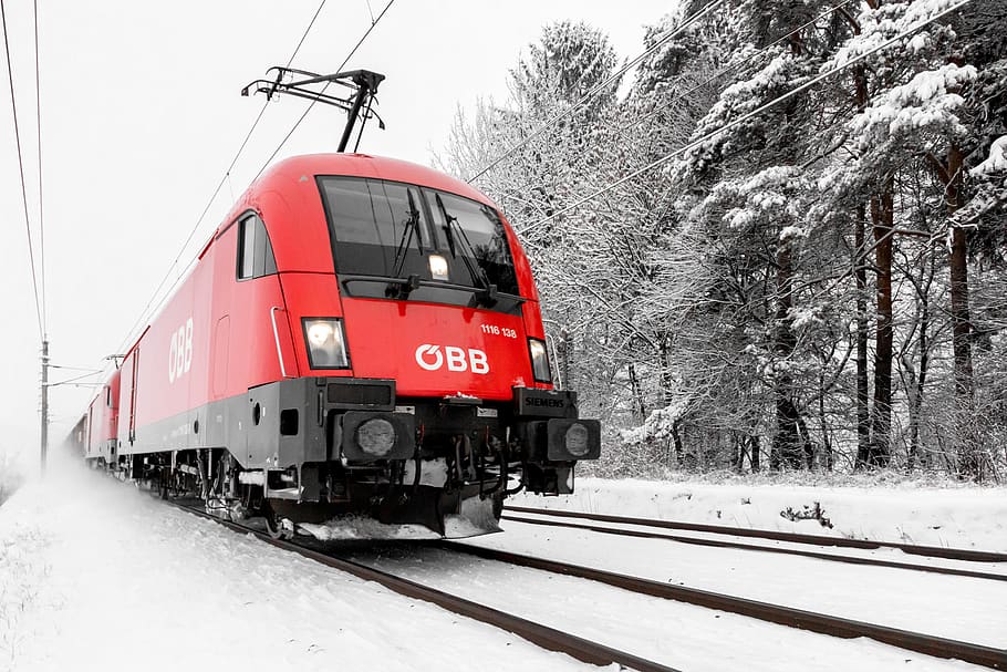 train, winter, snow, railway, locomotive, rails, movement, gleise HD wallpaper