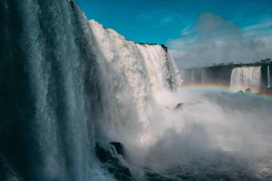 Waterfalls With Rainbow, daylight, daytime, environment, flow HD wallpaper