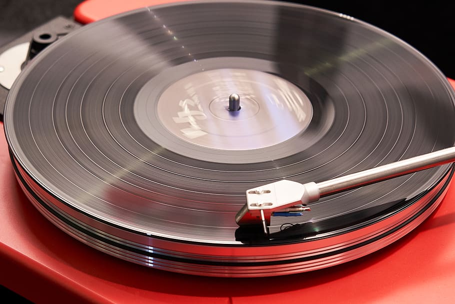 red and grey vinyl player, electronics, reel, cd player, disk HD wallpaper