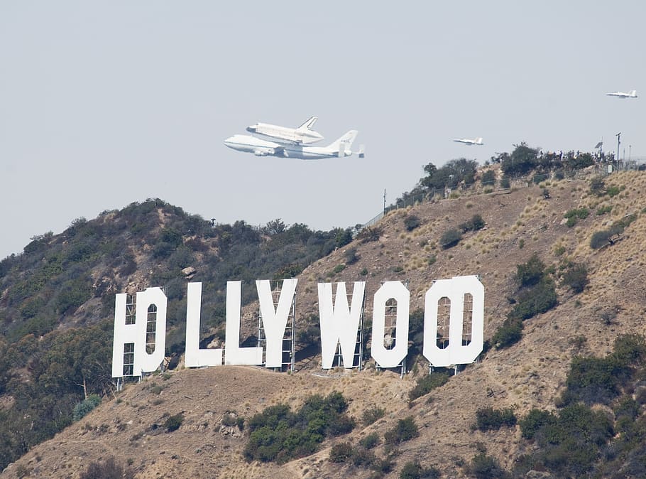 hollywood, landscape, mountain, shuttle, space, plane, airplane HD wallpaper