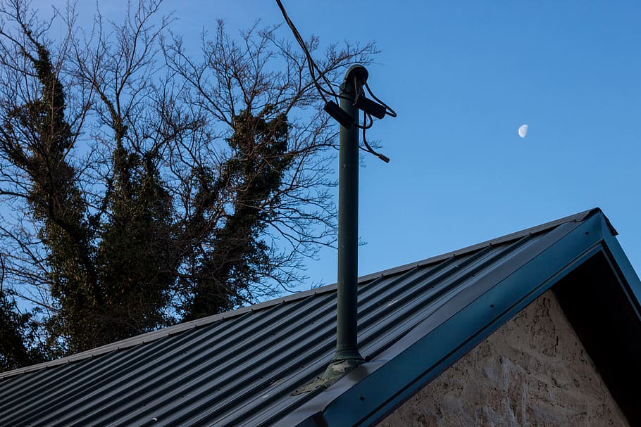 united states, centerville, moon, tree, building, low angle view HD wallpaper