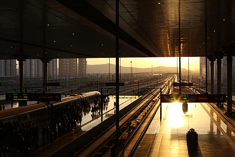 train, terminal, train station, vehicle, transportation, lighting HD wallpaper