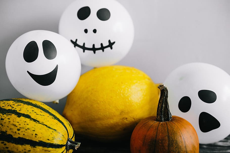 Pumpkins & Halloween, vegetables, autumn, fall, funny, ghosts HD wallpaper
