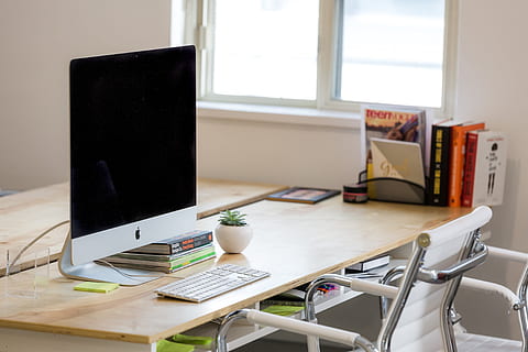 Office Desk In Window Light Photo, Business, Computer, Keyboard HD wallpaper
